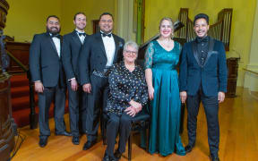 Lexus Finalists 2018 (L-R) Manase Latu, Joe Haddow, Joel Amosa, Eliza Boom, Felipe Manu with Adjudicator Lisa Gasteen