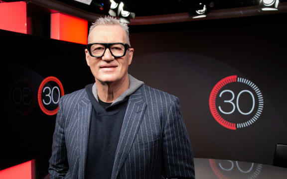 John Kirwan  in studio with Guyon Espiner for 30.