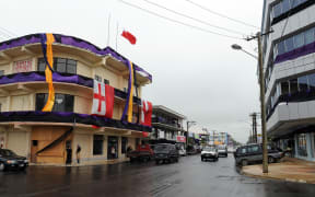 A street in downtown Nuku'alofa in Tonga.