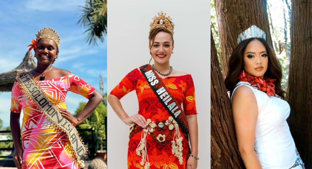 Left to right: Miss Solomon Islands, Miss Tonga, Miss American Samoa.