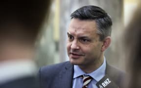 Green Party co-leader James Shaw answers media questions