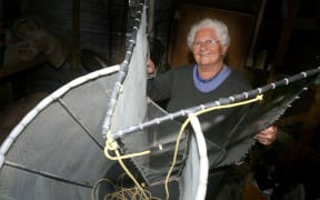 Diane Laing, of Carterton, putting away the nets after a successful whitebait season. 
WTA 01Dec11 - PACKING THEM IN:  Diane Laing puts away her nets after a top whitebait season.   PHOTO/LYNDA FERINGA WTA301111LFDIANE