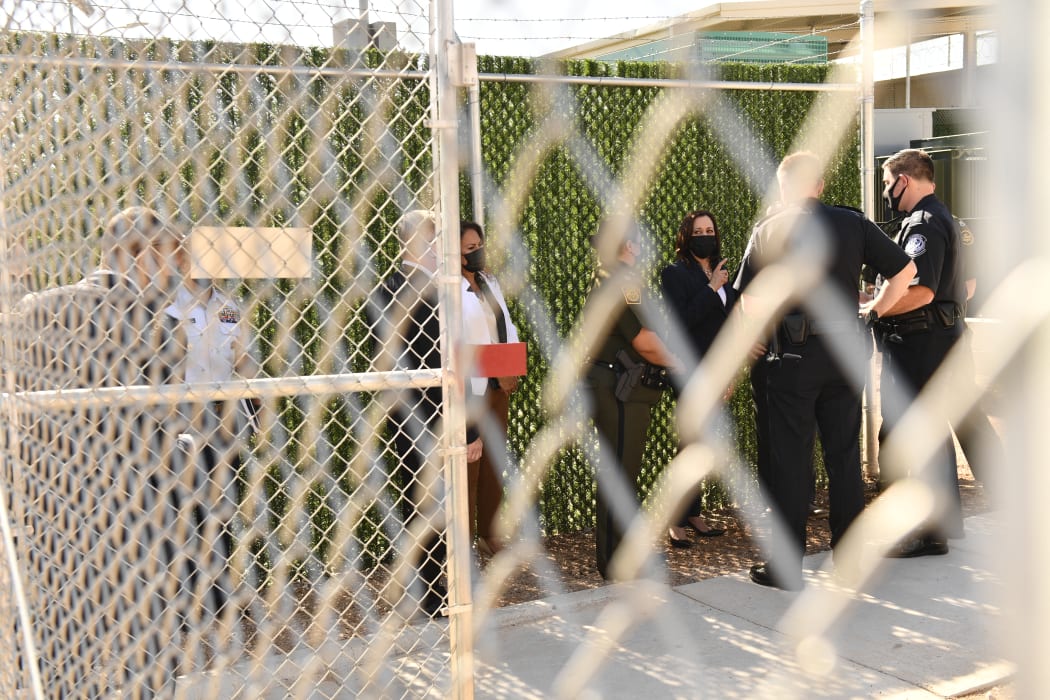 US Vice President Kamala Harris tours the El Paso US Customs and Border Protection Central Processing Center.