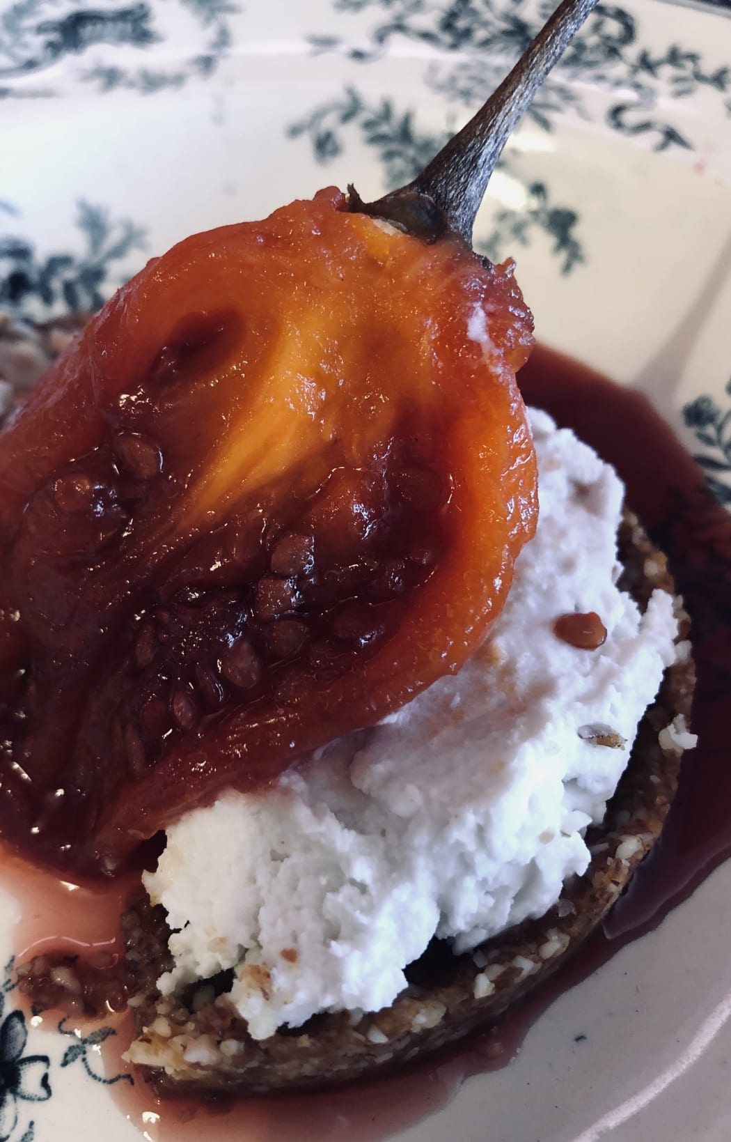 Poached Tamarillo and Coconut Tart
