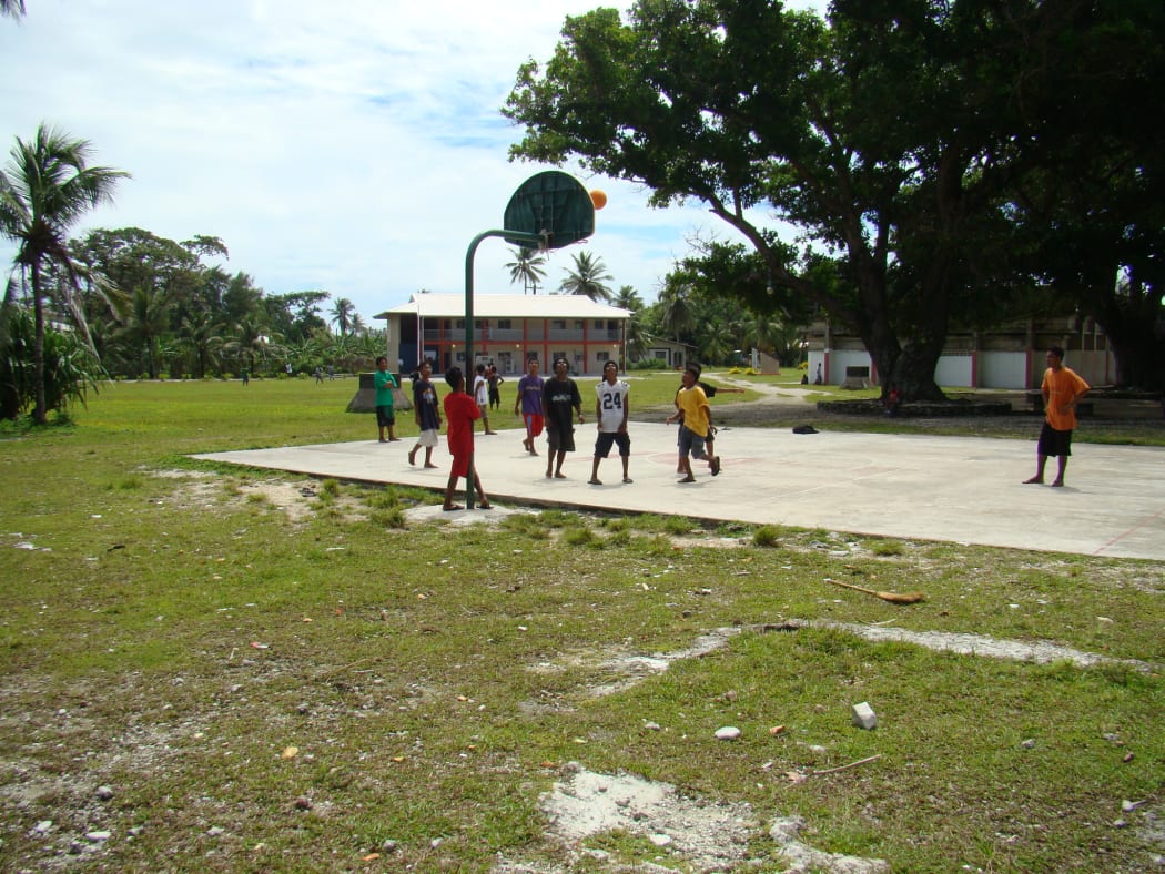 A pickup basketball game on the Jaluit High School campus. A new study shows that the growth of over 40 percent of Marshall Islands middle school students is stunted. .