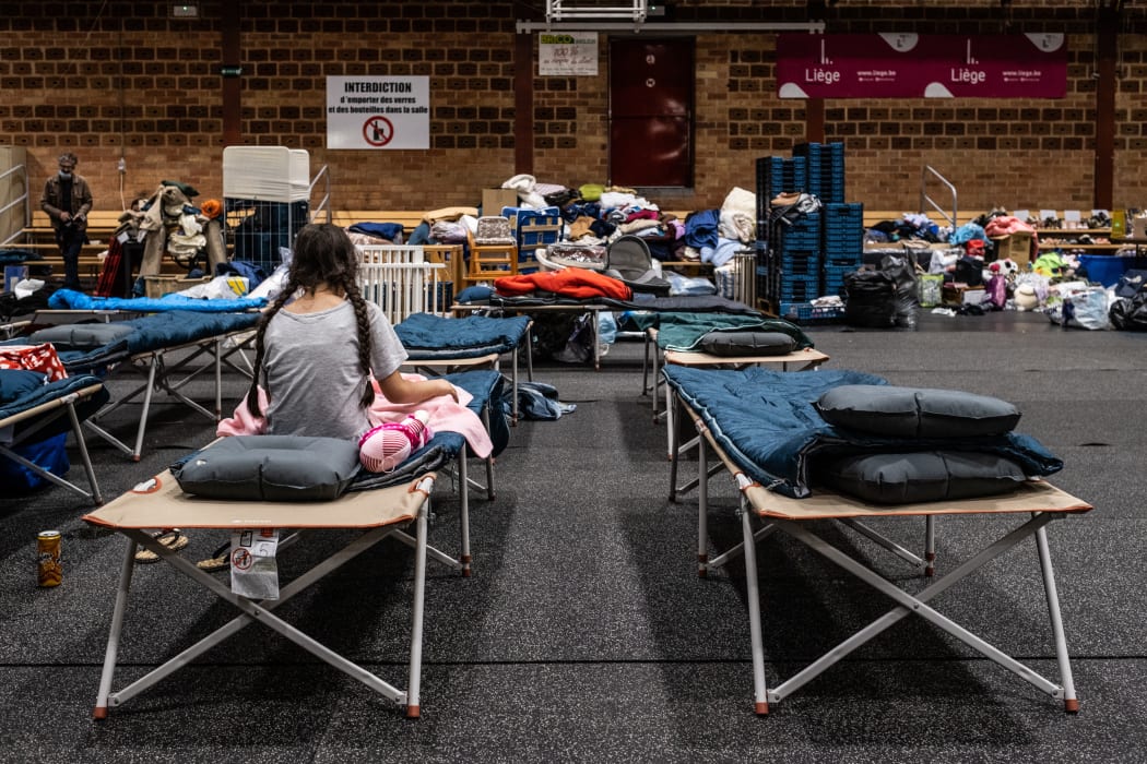 The city of Liege has set up a refuge for flood victims who have lost everything and do not know where to go to the Grivegnee sports complex.