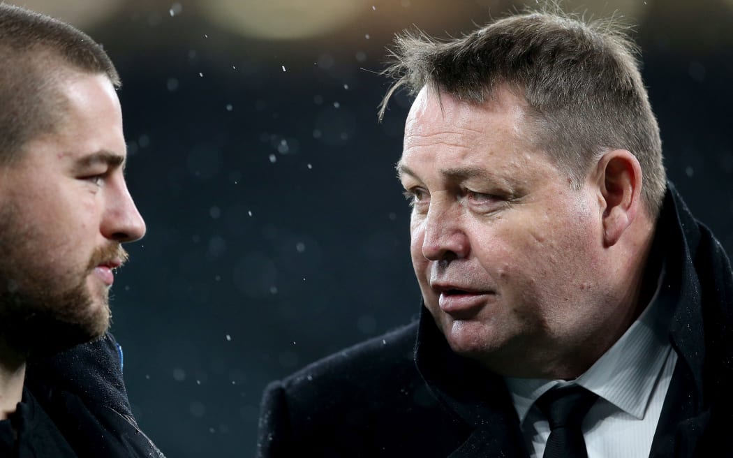 All Blacks coach Steve Hansen (R) is looking to Dane Coles (L) to provide leadership for younger players.