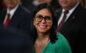 Venezuela's interim President Delcy Rodriguez smiles after a session of the National Assembly in Caracas on January 5, 2026.
