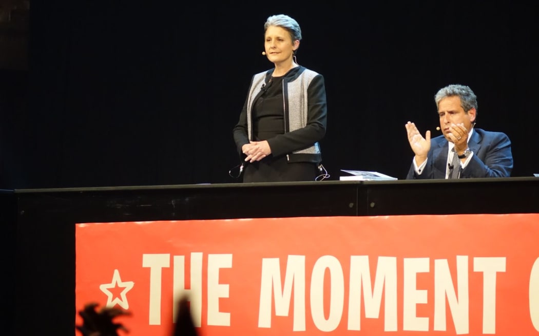 Internet Party leader Laila Harre and Robert Amersterdam who is the lawyer of American journalist Glenn Greenwald.
