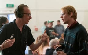 Karl Steven working on Black Hands with actor Richard Crouchley