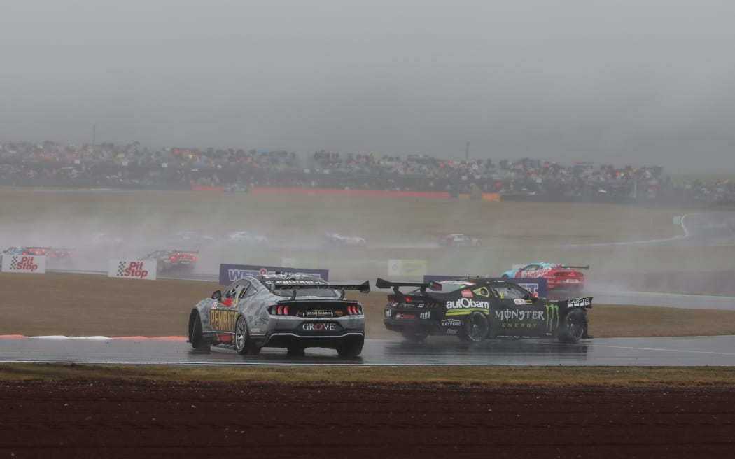 It was a dramatic start as a wet track caused chaos early on.