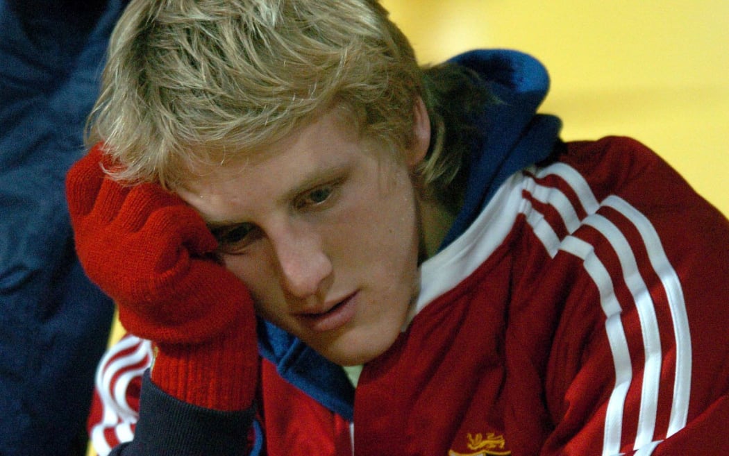 Lions fan dejected after All Blacks take a 2-0 series lead in 2000 Lions tour to NZ.