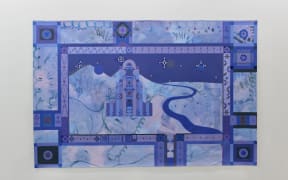 A painting by Rhea Maheshwari at ‘Kiss Taraf’ in Auckland.