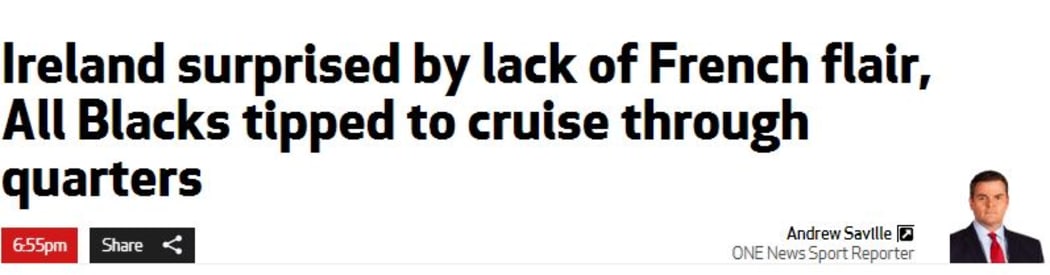 Screenshot of TVNZ online headline about "The lack of French flair"