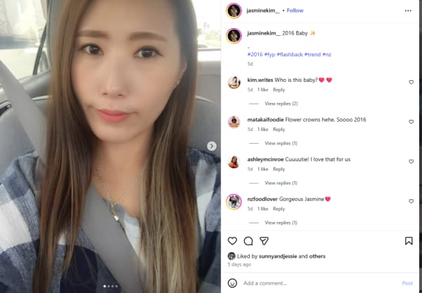 Content creator Jasmine Kim shared a 2016 throwback picture, part of a trend kicking off the year 2026.
