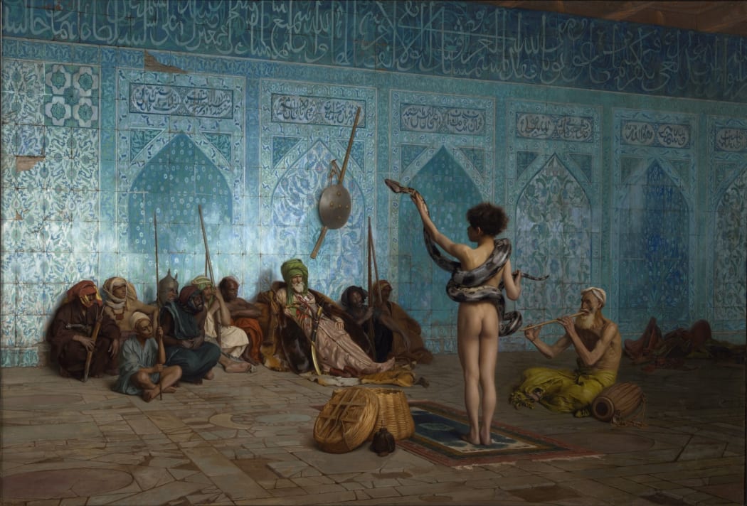 The cover of the book Orientalism (1978) is a detail from the 19th-century Orientalist painting The Snake Charmer, by Jean-Léon Gérôme