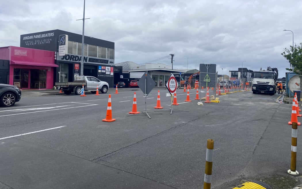 Roadworks on Great North Road in Grey Lynn on 13 December 2023.