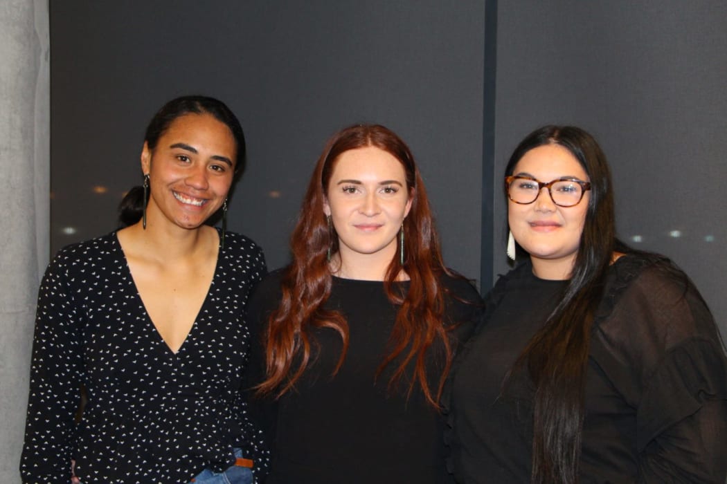 The Ngāi Tahu rangatahi (L-R) Laken Wairau, Hinepounamu Apanui-Barr, Madison Simons.