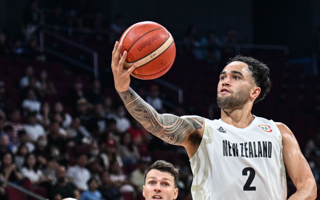 New Zealand's Izayah Le'Afa goes for a layup during the FIBA Basketball World Cup