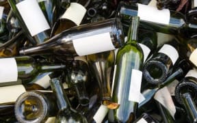 Glass bottles ready for recycling
