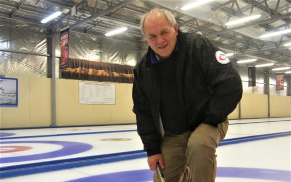 Peter Becker at Maniototo Curling International rink, Naseby, New Zealand in June 2022.