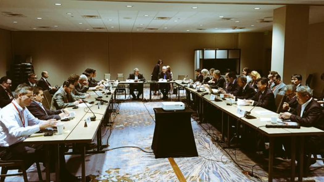 The opening session of the ministerial talks in Atlanta.