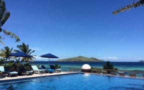 Poolside view at the Sheraton in Fiji