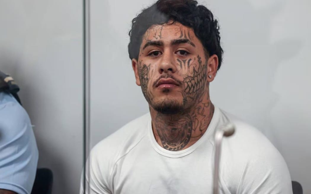 Trayd Tahau, 20, in the Hamilton District Court for sentencing on multiple charges, including one in which he sliced off a dairy worker's thumb during an aggravated robbery.