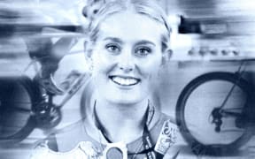 Composite of Olivia Podmore and cyclists