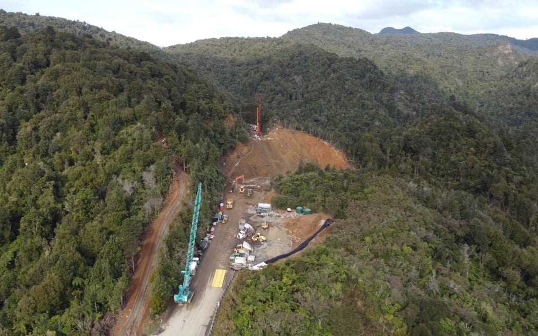 The gorge where State Highway 25A was destroyed still shows marks on the land.