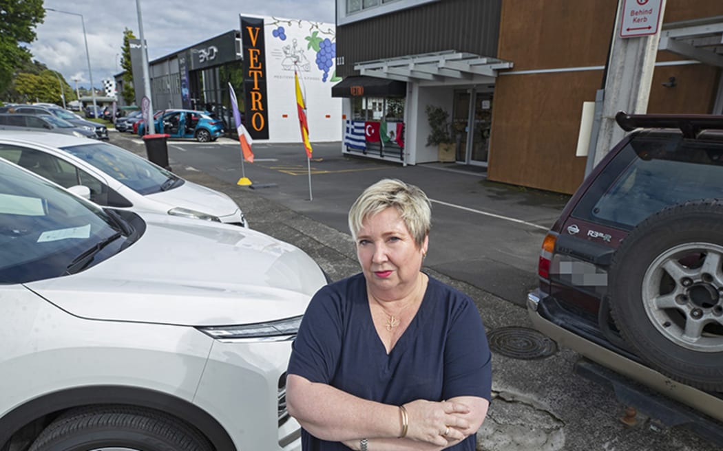 Vetro Mediterranean Food owner Liz Gore Cerdeira is concerned paid parking will impact her staff. Photo / John Borren