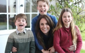 Catherine, Princess of Wales with her children, Prince Louis, Prince George and Princess Charlotte.