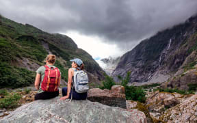 Hiking at the Franz Josef Glacier, New Zealand. Travel, toursim.