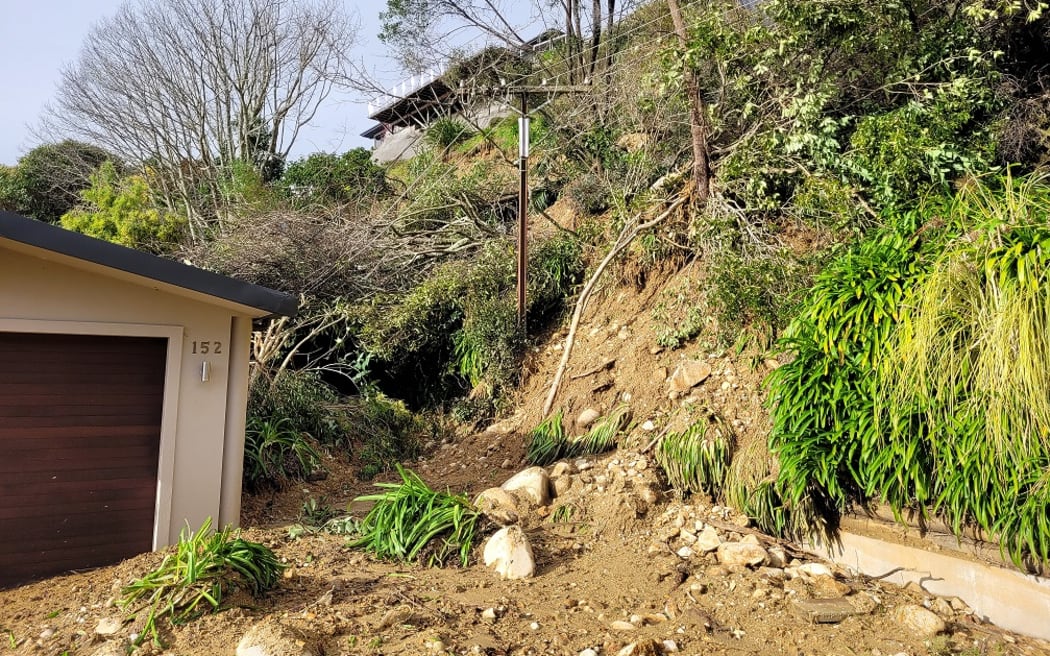 Mud and debris behind Andy Kenton's house following the 2022 August floods.