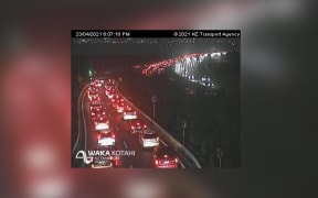 Traffic heading out of Auckland on Friday night of Anzac weekend.