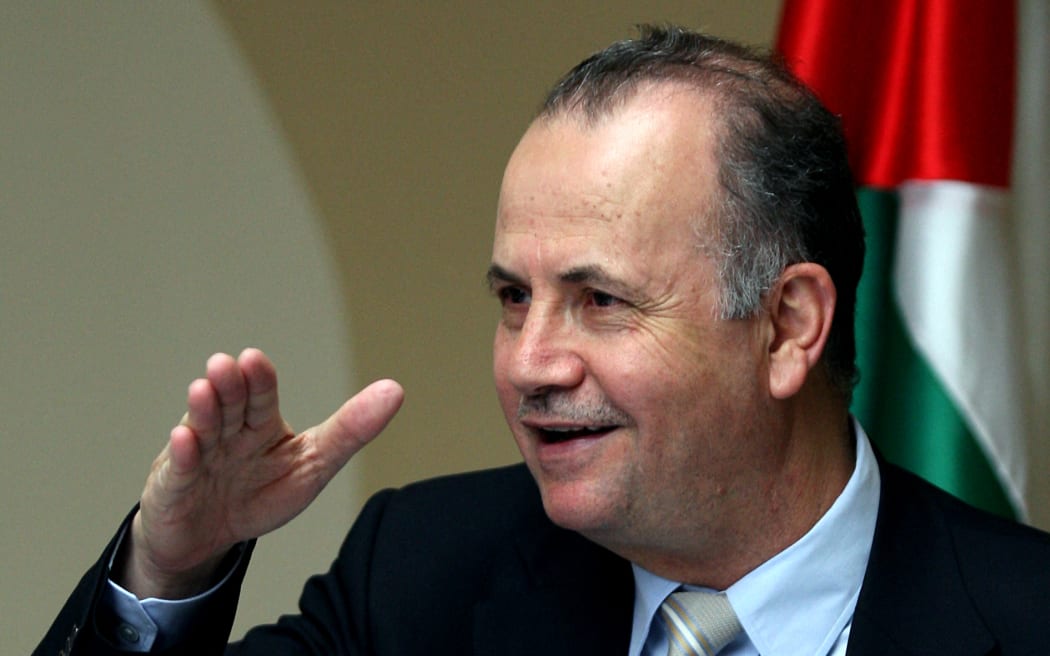 President of the Palestine Investment Fund (PIF) Mohammed Mustafa, a candidate in the upcoming presidential election, gestures during an interview on May 30, 2011 in the West Bank city of Ramallah.  AFP PHOTO/ABBAS MOMANI (Photo by ABBAS MOMANI / AFP)