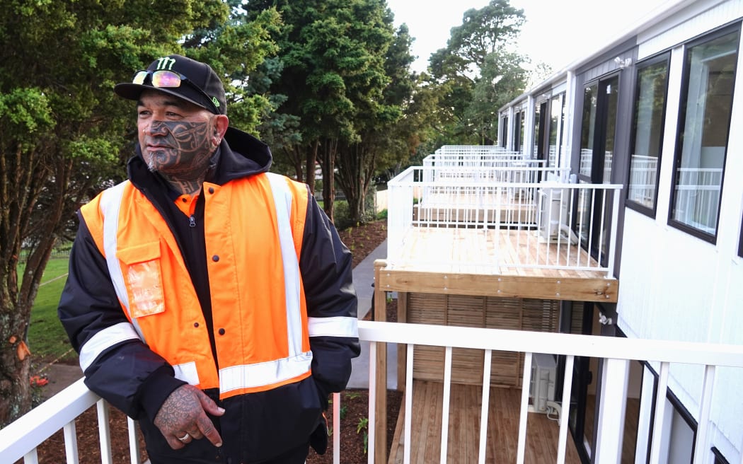 Anthony Tahere, who’s expected to be one of the first tenants at te Kohekohe, checks out the view from one of the first-floor units.