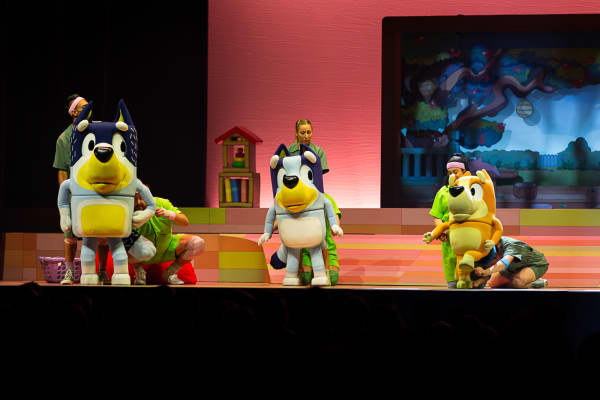 A scene from the Bluey stage show, Bluey's Big Play: The Stage Show in Christchurch on 15 April 2025.