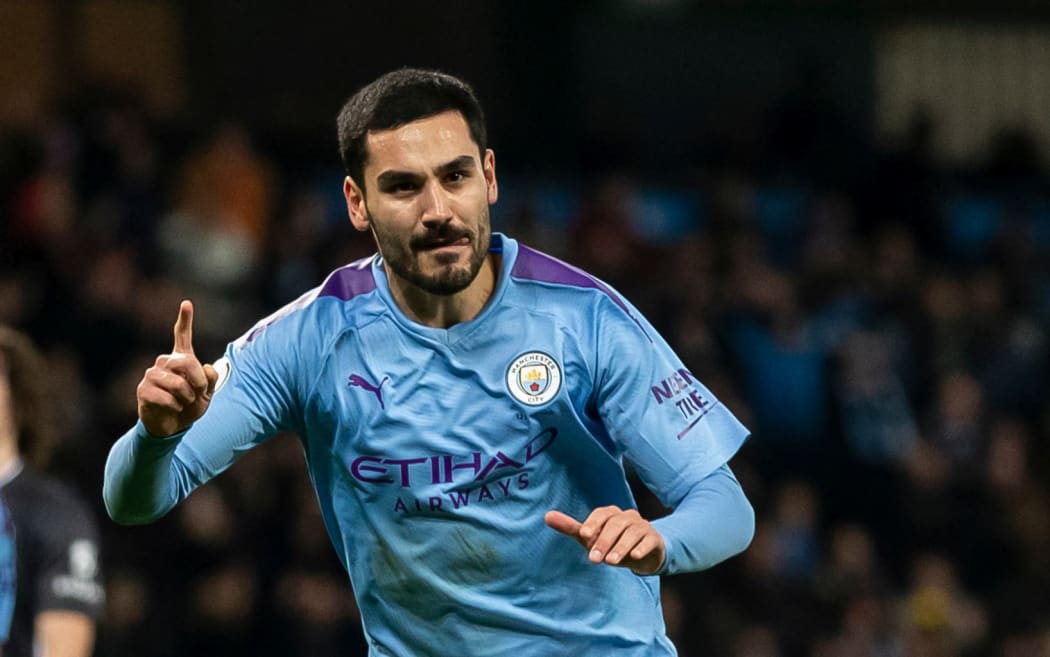 Ilkay Gundogan celebrates a goal.