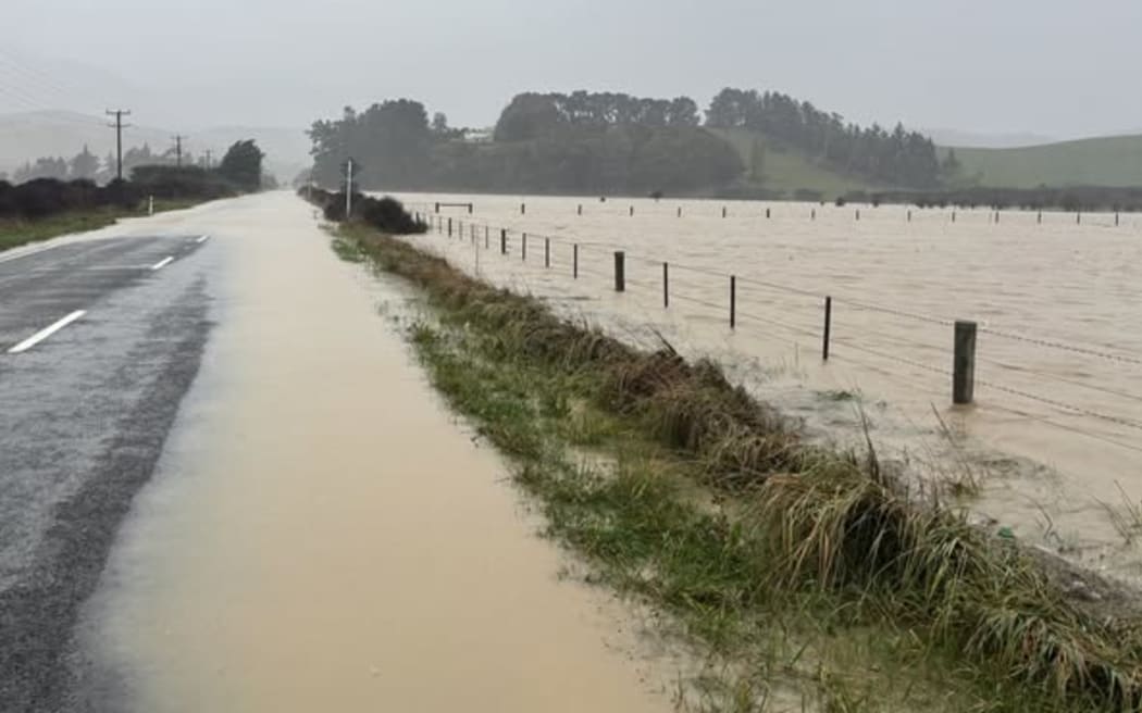 Flooding at Banks Peninsula following heavy rains in the Canterbury region.