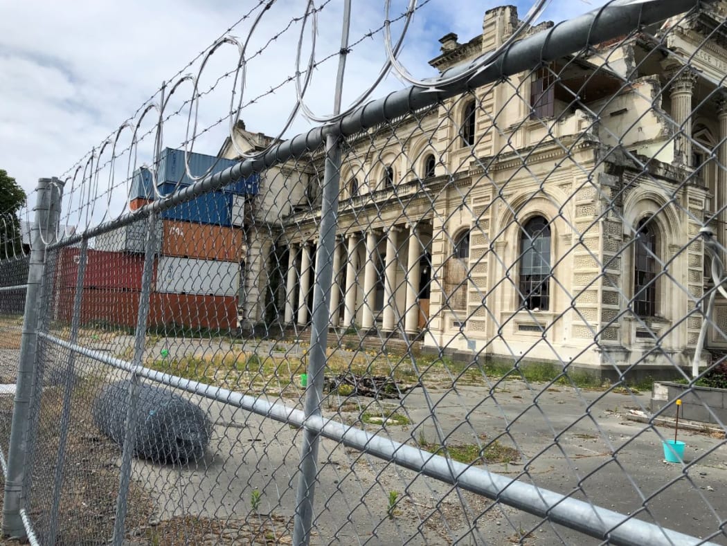 The earthquake damaged Catholic Cathedral of the Blessed Sacrament