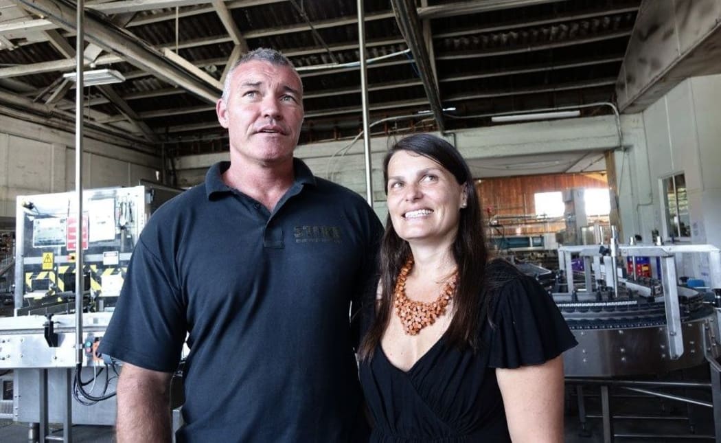 Dean and Emma McCashin, owners of McCashin's Brewery which produces Stoke beer, Rochdale cider and now Palaeo water.