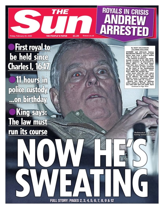 British media reacts to Andrew arrest.
