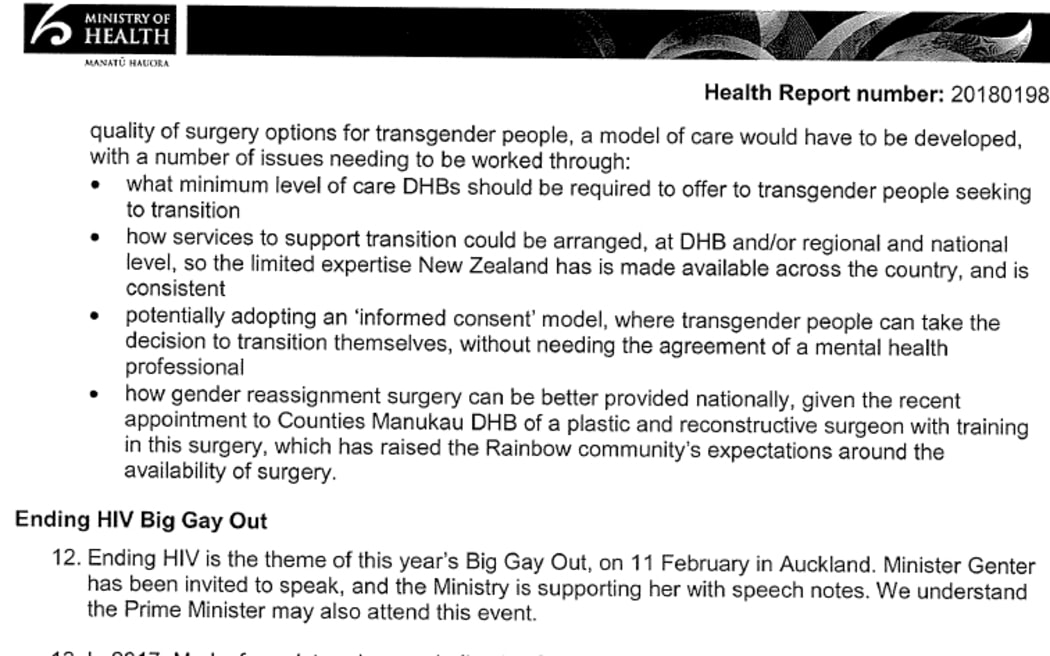An excerpt from the Ministry of Health's memo.
