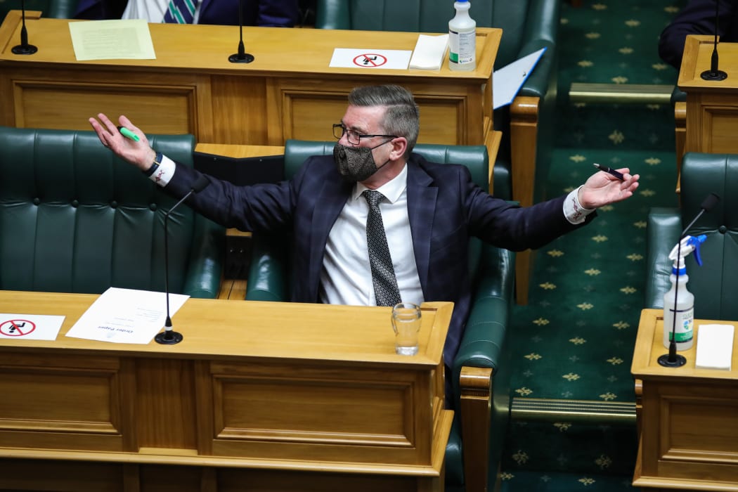 National MP Michael Woodhouse appealing to the Speaker during Question Time
