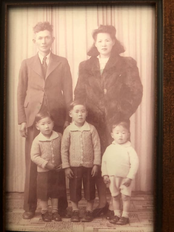 Jack Lum (left) with his migrant parents, father Lum Young Hoy and mother Lee Way Hing