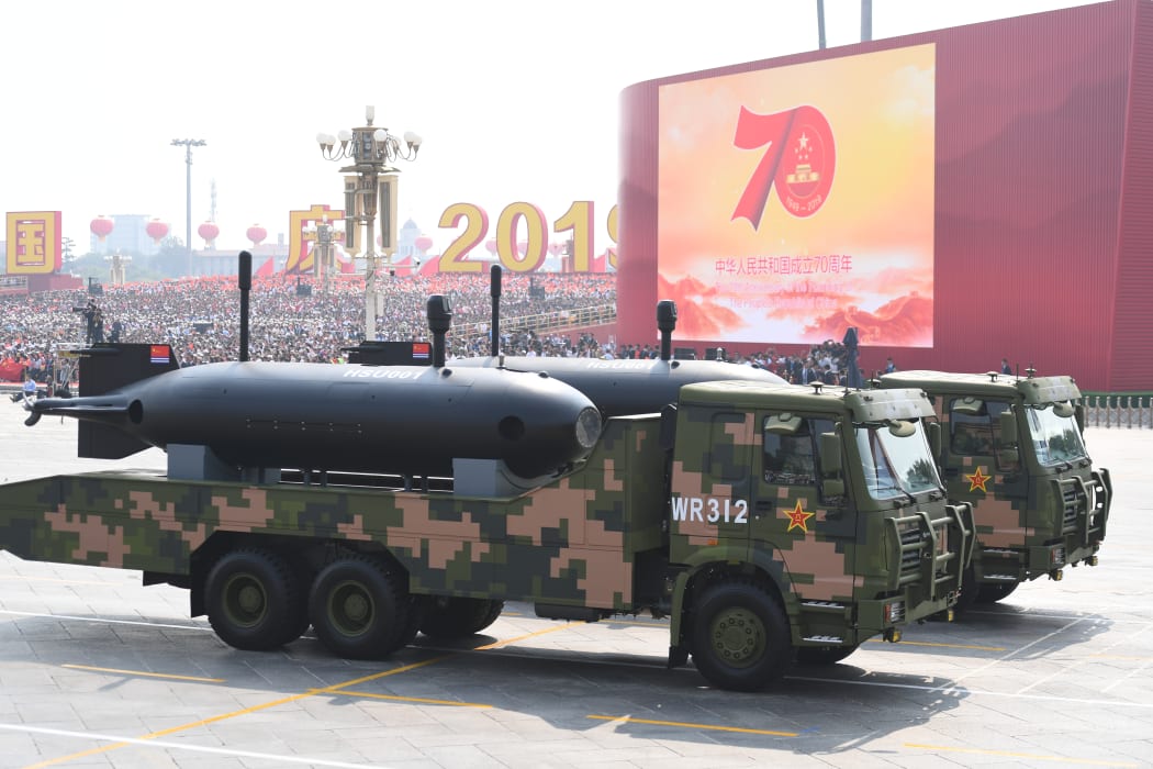 China's unmanned underwater vehicles take part in a military parade during the celebrations marking the 70th anniversary of the founding of the People's Republic of China (PRC) at the Tian'anmen Square in Beijing, capital of China, Oct. 1, 2019.