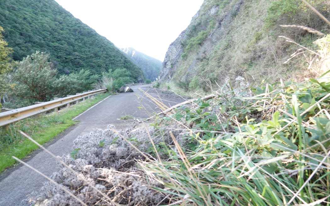 Inside the Manawatu Gorge Road, which was closed to access in 2022.