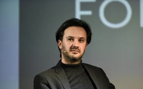 KYIV, UKRAINE - MARCH 2, 2023 - ommunications adviser to the Ukrainian Foreign Minister Heorhii Tykhyi attends the Kyiv StratCom Forum 2023 in Kyiv, capital of Ukraine.NO USE RUSSIA. NO USE BELARUS. (Photo by Ruslan Kaniuka / NurPhoto via AFP)