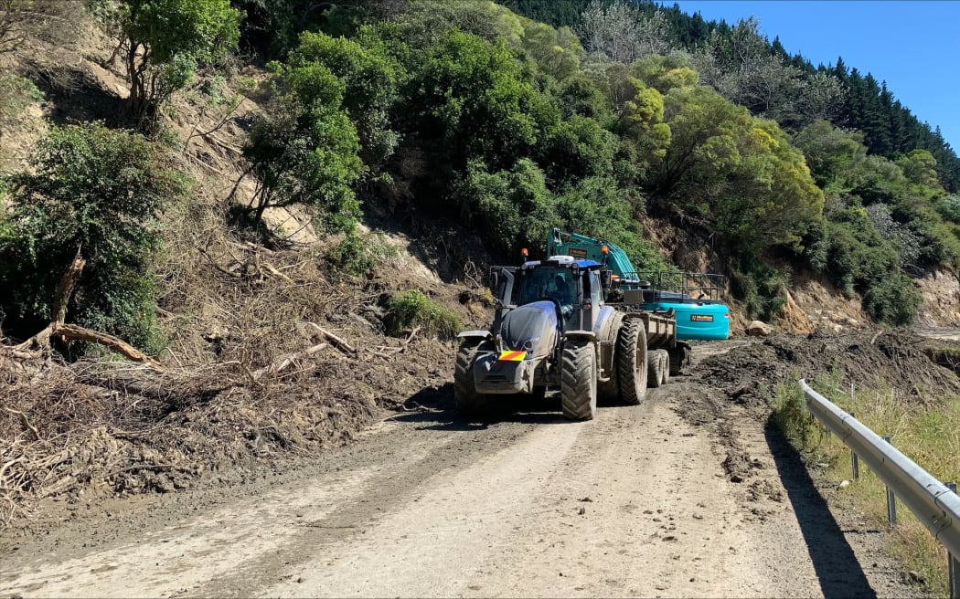 Crews working to repair State Highway 2 at Devil's Elbow.